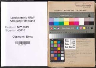 Entnazifizierung Ernst Ossmann , geb. 16.03.1901 (Arrangeur)