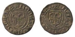 Lübeck: Dreiling, älterer Typ seit 1374 mit Perlrandschild; Rezeßmünze seit 1392