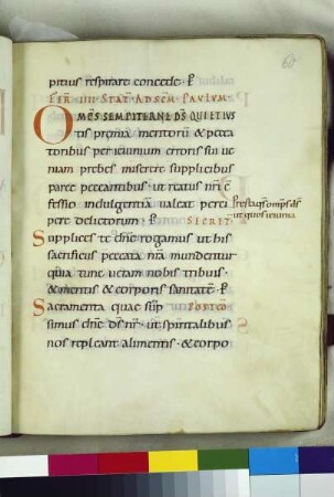 Guntbald-Sakramentar — Schriftseite, Folio fol. 60r