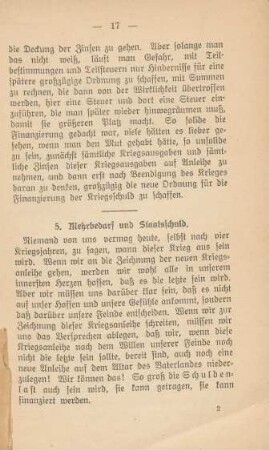 5. Mehrbedarf und Staatsschuld