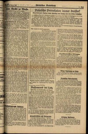 Zweite Ausgabe vom Montag, den 28. August 1939.