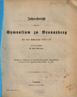 Jahresbericht über das Gymnasium zu Braunsberg : für das Schuljahr .., 1875/76 (1876)