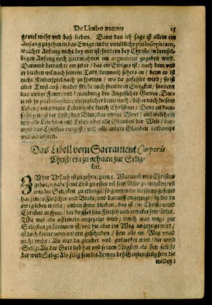 Das Libell vom Sacrament Corporis Christi ein zu nehmen zur Seligkeit.