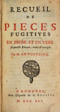 Recueil De Pieces Fugitives En Prosa Et En Vers