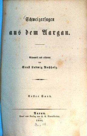 Schweizersagen aus dem Aargau, 1