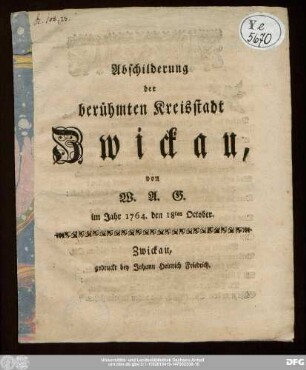 Abschilderung der berühmten Kreisstadt Zwickau