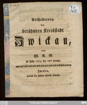 Abschilderung der berühmten Kreisstadt Zwickau
