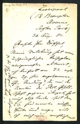 Brief an Alfred Dörffel : 31.08.1880