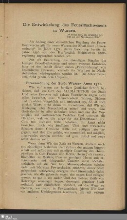 Die Entwickelung des Feuerlöschwesens in Wurzen