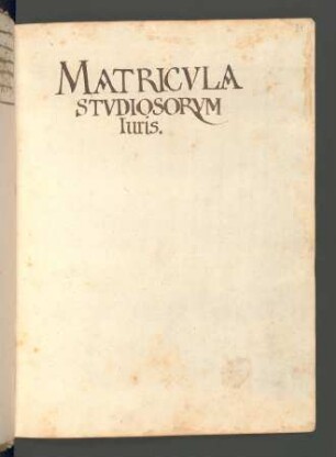 Titelblatt: "Matricula Studiosorum Iuris"