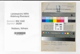 Entnazifizierung Wilhelm Nobbers , geb. 02.11.1893 (Bahnsekretaer)