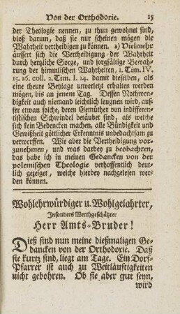 Wohlerwürdiger u. Wohlgeahrter, Insonders Werthgeschätzter Herr Amts-Bruder!