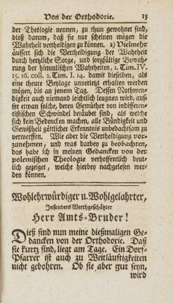 Wohlerwürdiger u. Wohlgeahrter, Insonders Werthgeschätzter Herr Amts-Bruder!