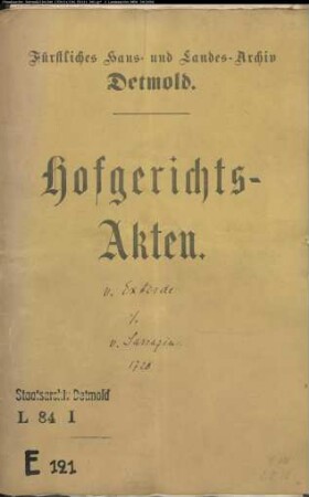 von Exterde, Friedrich Adolfs Vormunde zu Herberhausen gegen Witwe Hofmeister Sarazin zu Lüdenhausen - Schuldforderung