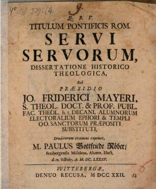 Titulum pontificis Romani Servi Servorum