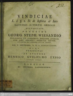 Vindiciae L. 1. §. 2. D. de Iustitia et Iure