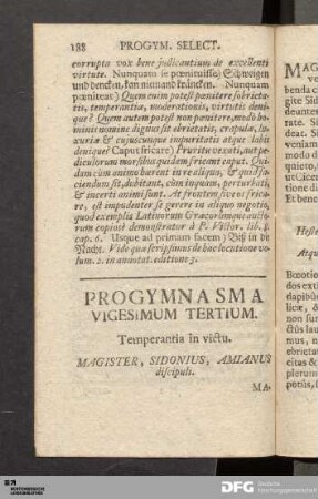 Progymnasma Vigesimum Tertium. Temperantia in victu.