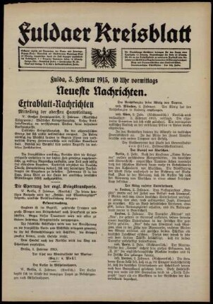 Erste Ausgabe vom Mittwoch, den 03. Februar 1915.