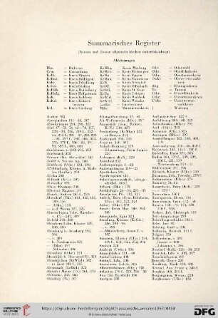 Summarisches Register