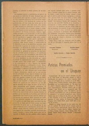 Artistas premiados en el Uruguay
