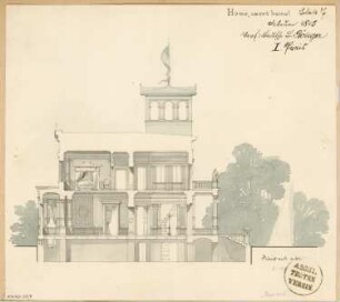 Villa Monatskonkurrenz Februar 1875: Längsschnitt 1:100