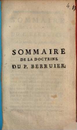 Sommaire de la doctrine du P. Berruier