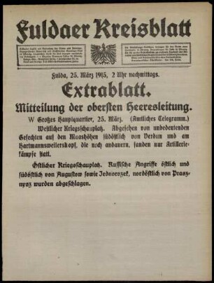 Ausgabe vom Donnerstag, den 25. März 1915.