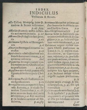 Indiculus Verborum & Rerum.