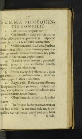Summae Subsequentis Consilii. [u.a.]