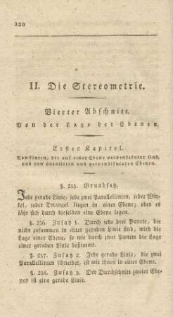 Vierter Abschnitt. Von der Lage der Ebenen