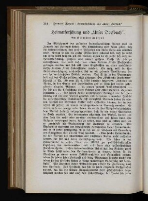 Heimatforschung und "Unser Dorfbuch".