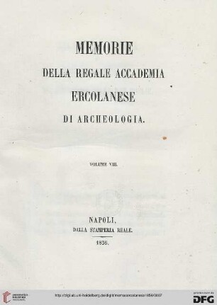 8: Memorie della Regale Accademia Ercolanese di Archeologia