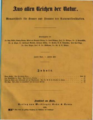 Aus allen Reichen der Natur : Monatsschrift für Kenner und Freunde der Naturwissenschaften. 2. 1859, H. 2