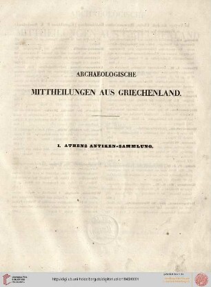 Archäologische Mittheilungen aus Griechenland (Band 1,1): Athens Antiken-Sammlung