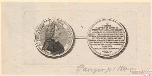Medaille auf Johann Jacob Pfizer (= Pfitzer), seit 1724 Antistes bei St. Egidien und Inspektor des Gymnasiums; geb. 21. Oktober 1684