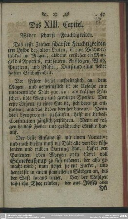 Das XIII. Capitel. Wider scharfe Feuchtigkeiten