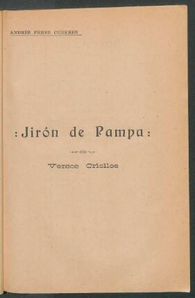 Jirón de Pampa : Versos criollos