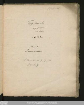 Tagebuch : angefangen im Jahr 1828 Monat Januarius