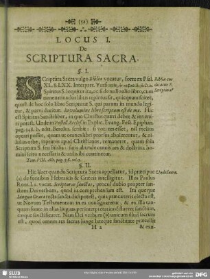 Locus I. De Scriptura Sacra