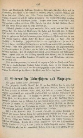 437-441 Litterarische Uebersichten und Anzeigen