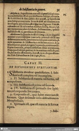 Caput II. De Divisionibus Substantiae