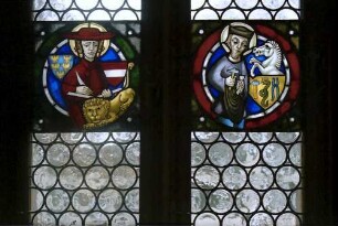 Freiburg: Gerichtslaube innen, oberer Saal, Glasfenster