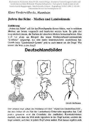 Jedem das Seine - Medien und Landeskunde