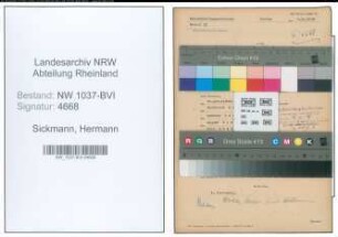 Entnazifizierung Hermann Sickmann , geb. 01.09.1905 (Stadtinspektor)