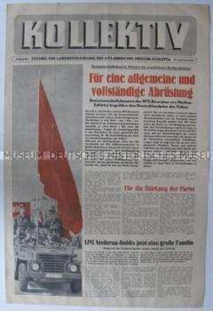 Zeitung für den MTS-Bereich Meissen-Schletta u.a. zum 1. Mai und zum "Deutschlandplan des Volkes"