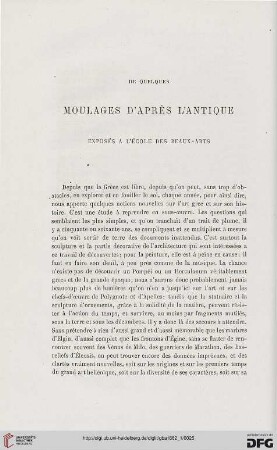 12: De quelques moulages d'après l'antique exposés à l'École des Beaux-Arts