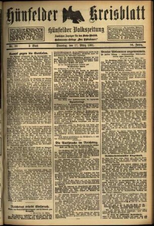 Zweite Ausgabe vom Dienstag, den 17. März 1931.