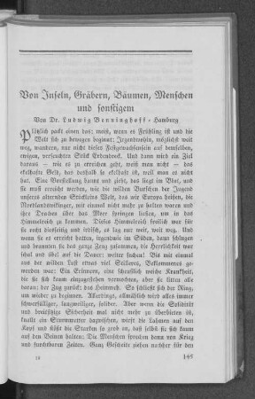 Von Inseln, Gräbern, Bäumen, Menschen und sonstigem