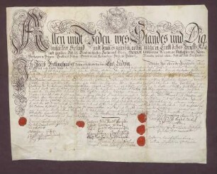 Aufdingungsbrief des Jacob Bellinghauser, Hof- und Feldheerpaukers des Pfalzgrafen Christian IV. (Christian Wilhelm) von Pfalz-Zweibrücken, für Carl Ludwig