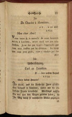 34. De Charles à Hamilton. à K .. le 20 Août 1759.